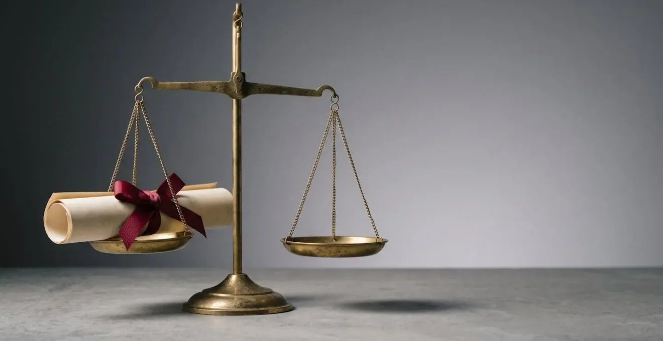 Composition symbolique représentant l'équilibre entre assureur et assuré avec des objets évoquant la médiation