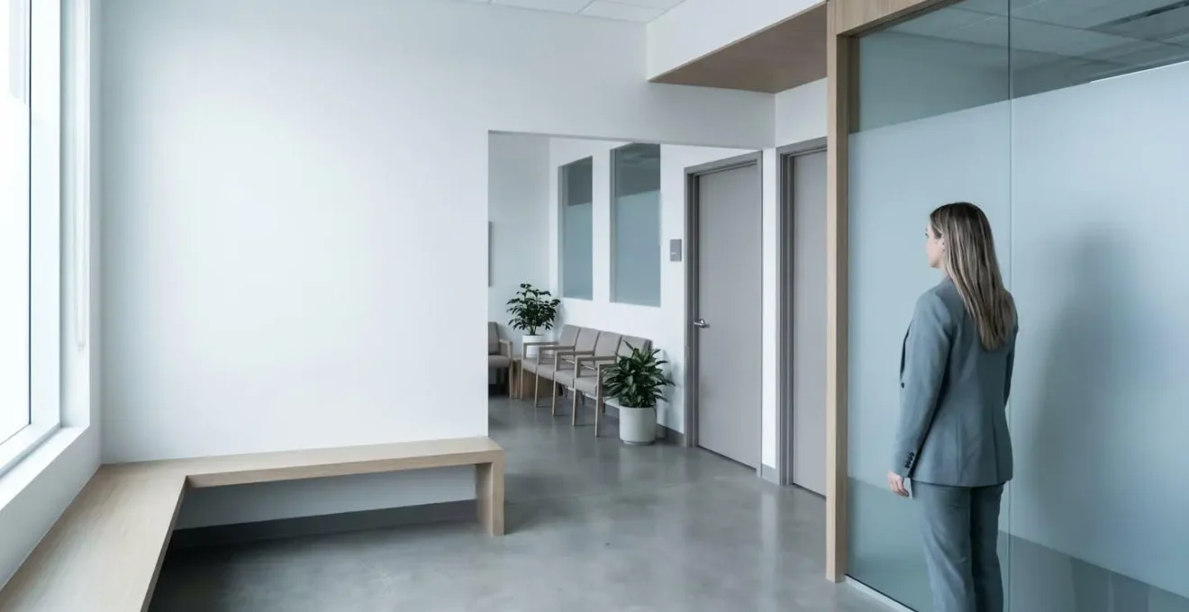 Professionnel de santé réfléchissant au choix d'assurance pour son cabinet de groupe