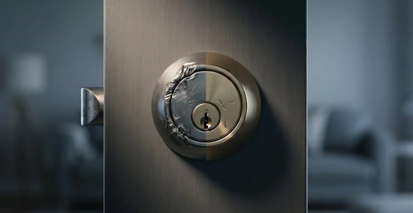 Concept d'intrusion domestique et de sécurité illustrant le dilemme entre effraction visible et vol sans trace