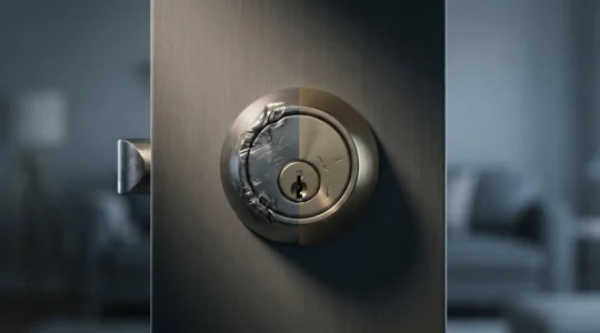 Concept d'intrusion domestique et de sécurité illustrant le dilemme entre effraction visible et vol sans trace